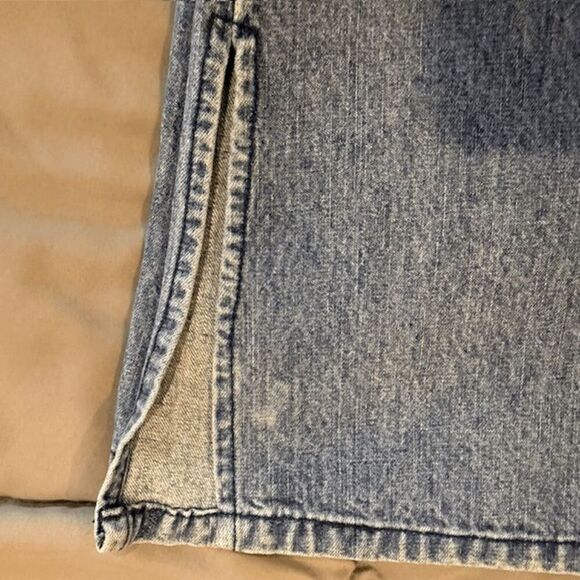 Vintage Y2K OTB One Tuff Babe Jeans Pink Paint Split Hem Medium Wash Size 7/8 - Picture 13 of 14